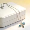 S925 Sterling Silver Necklaces For Women Simple Minimalist Pendant Necklaces Blue Leaf Moon Stone Chain Necklace Birthday Gift