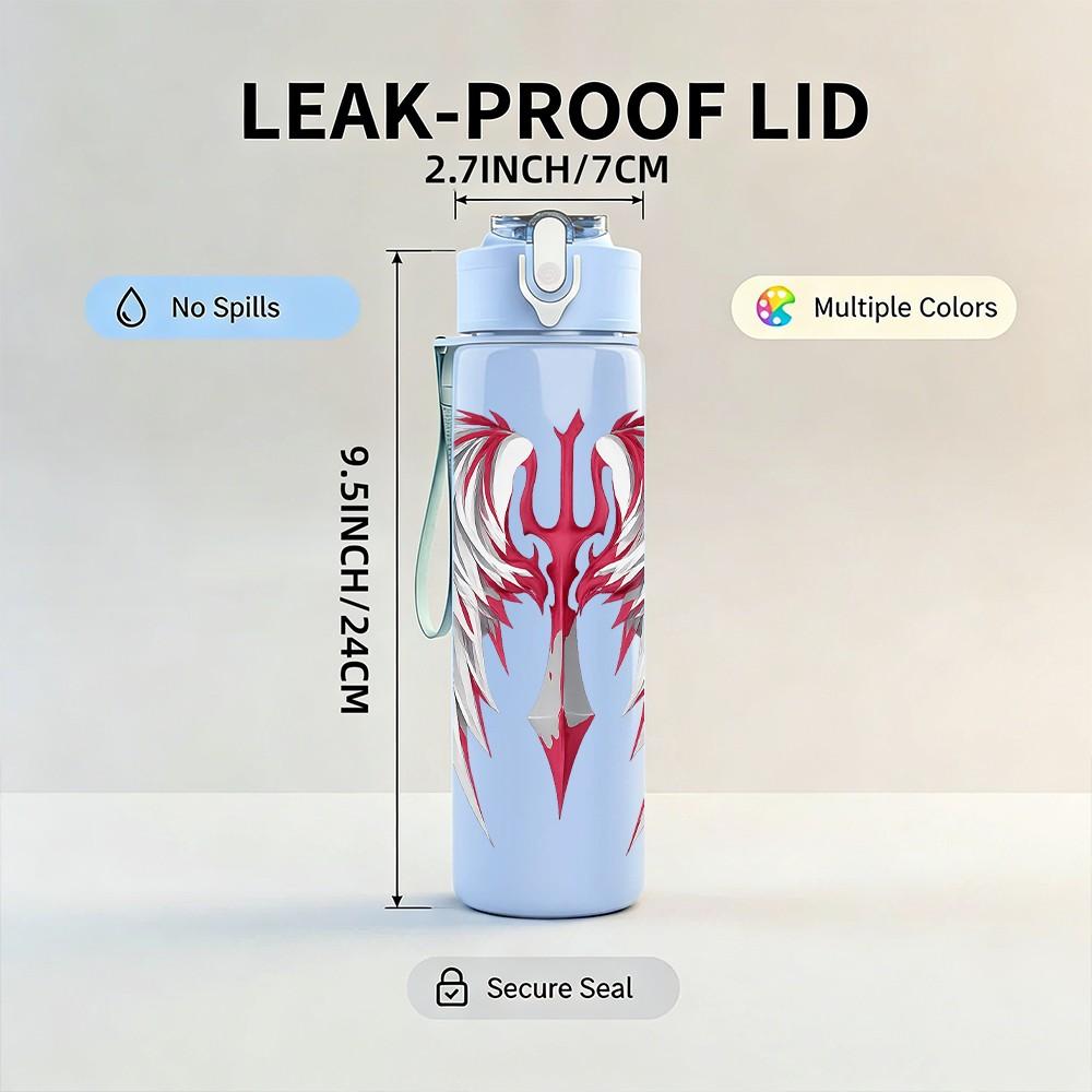 1PC Devil Angel Wings Silhouette 750ml Color Plastic Sports Water Bottle Leakproof Flip Straw Lid Suitable for Sports Office Home Use