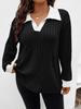 2026 Autumn/Winter Women's Plus Size V-Neck Long Sleeve Ribbed T-shirt