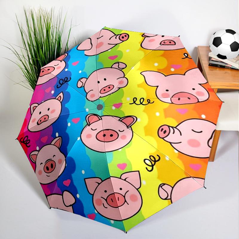 Cute Cartoon Pink Pig Umbrella Automatic Open/close, Sturdy Iron Frame & 8-Rib Struct, Umbrella for Women & Men, Christmas Gifts