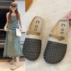 Fashion Women Shoes 2025 Summer New Fashion Round Toe Metal Decoration Half Drag Shoes Comfort Non Slip Soft Sole Outdoor Casual Sandals