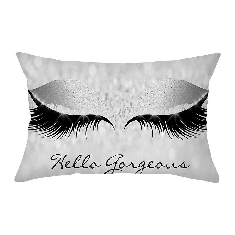Peach Skin Waist Pillowcase Eyelash Print Cushion Cover Sofa Office Cushion Cover