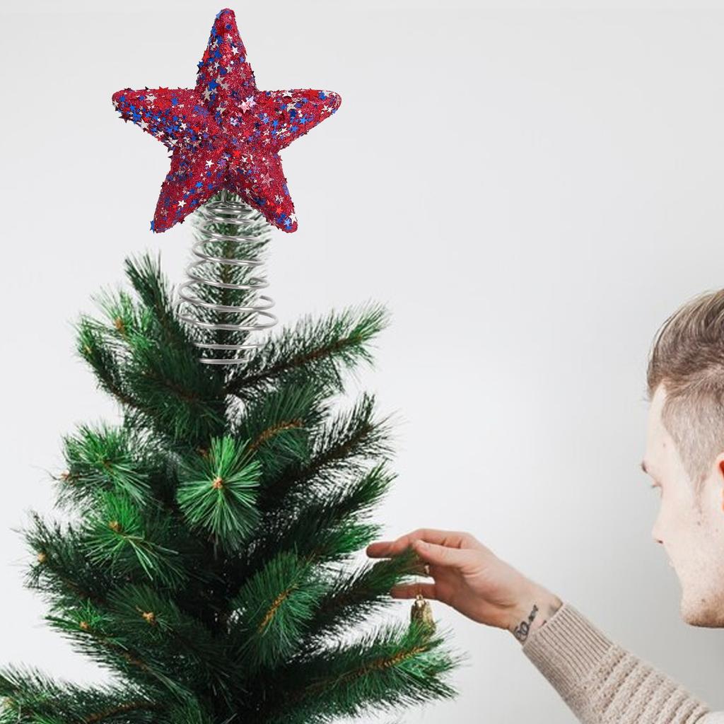 Red, Blue And Sequin Foam  Tree Top Star Decoration Star Spring Star