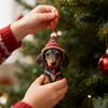 1/7Pcs Christmas Acrylic Dachshund Hanging Decoration Car Rearview Mirror Xmas Tree 2D Flat Santa Hat Dog Hanging Ornament Holiday Party Pendant