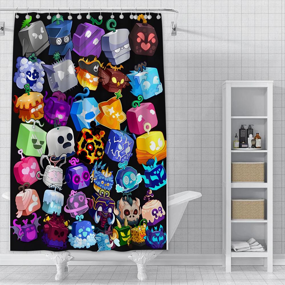 Shower Curtain Waterproof Polyester Fabric Paint Colorful Bath Curtains B-Blox Fruit Pupil Home Bathroom Decor Curtain With Hook