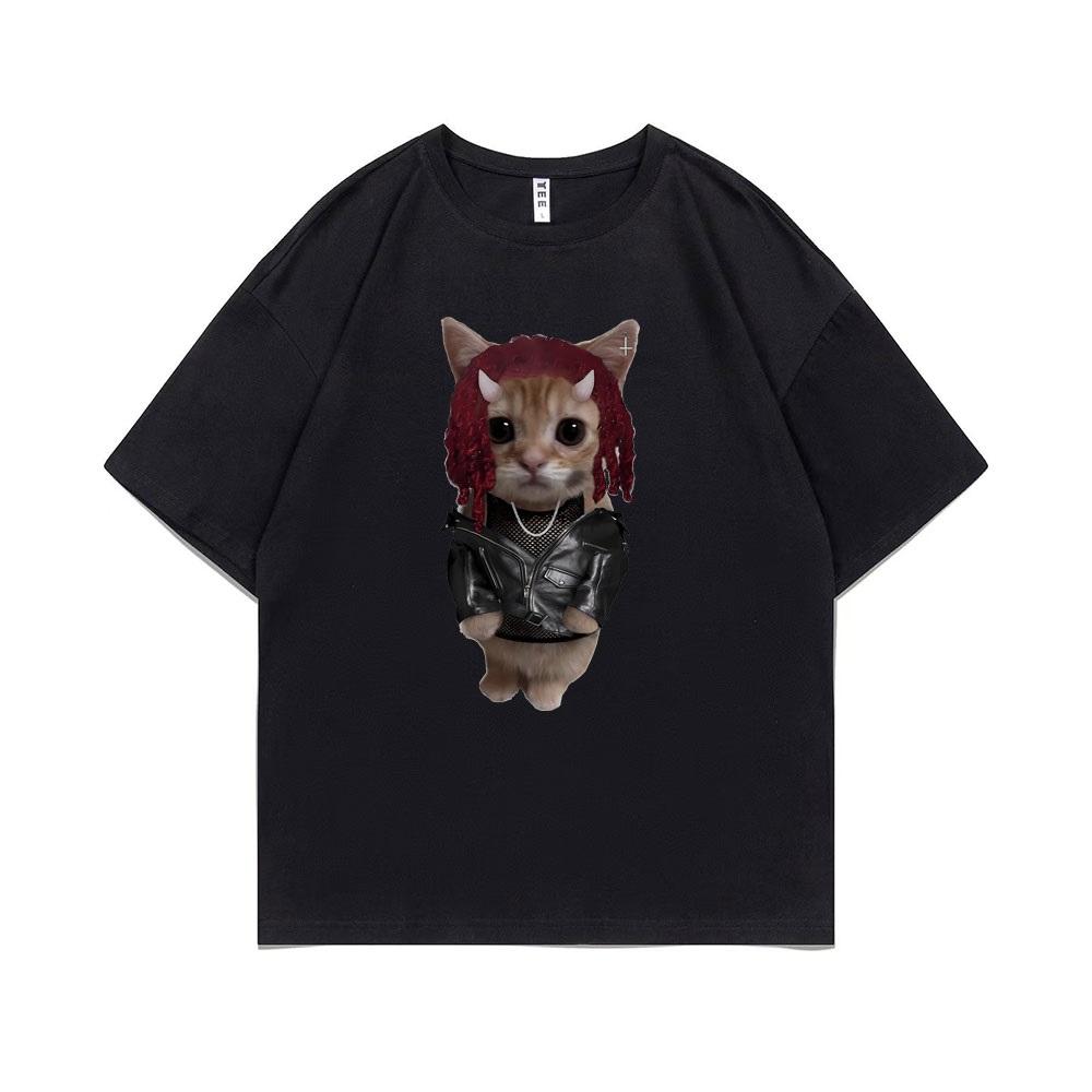 Rapper Playboi Carti Kitty T Shirt Male Vintage Pure Cotton Tshirt Funny Men Fashion Casual T-shirt Men's Hip Hop Tees 80157
