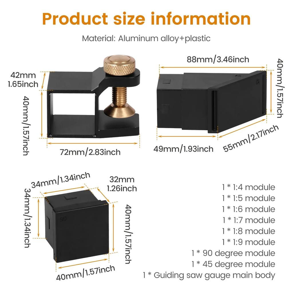 Aluminum Alloy Magnetic Dovetail Saw Guide Angle Guide Saw Gauge Multifunctional Mortise and Tenon Drawing Rules Woodwork Tools