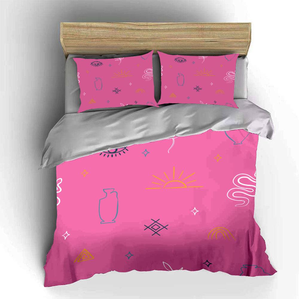 Stylish Abstract Pink Design Set  Kid'S And Adults' Bedroom Decor, Exquisite Three-Piece Bedding Set Gift