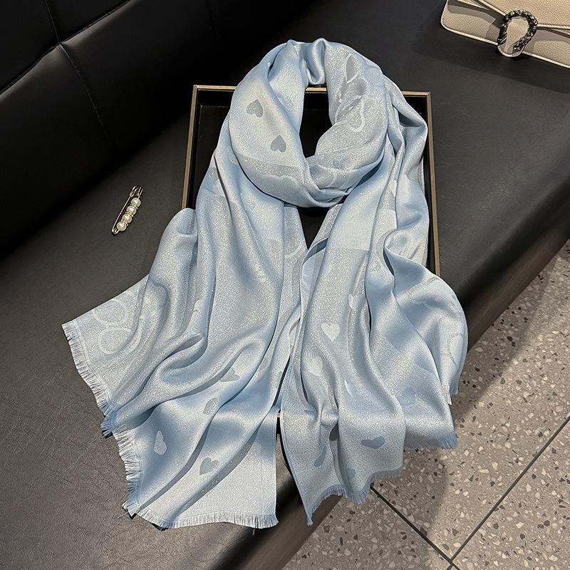 New Spring Emulated Silk Fashion Versatile Scarf Long Shawl for Women Love Simple Versatile Scarf for Women Tiansi Cotton