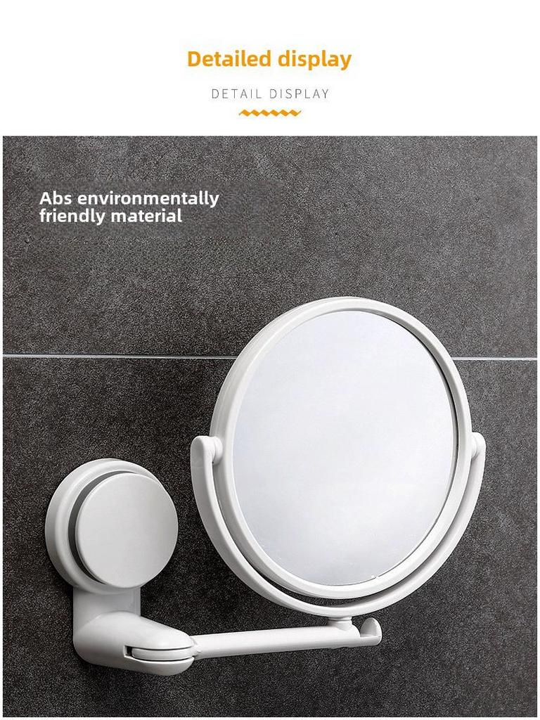 Miroir de maquillage rotatif double face mural pliant sans perçage avec fonction grossissante