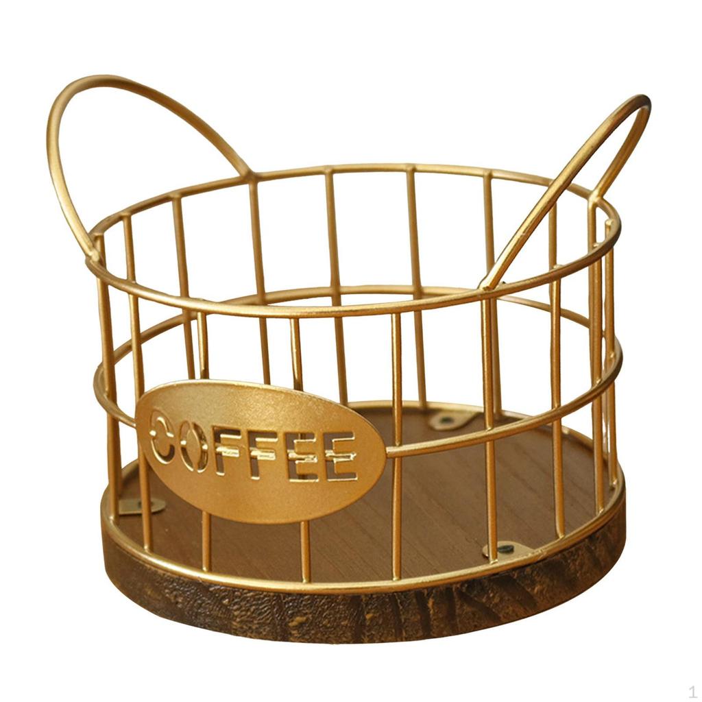 Holder Coffee Pod Storage Basket Multifunctional Accessory , Golden for Lover Rustic