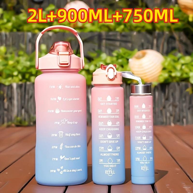 1-3PCS Sports Water Bottle for Running Drinking Bottle 2L Motivational with Time Marker Stickers Portable Reusable Plastic Cups