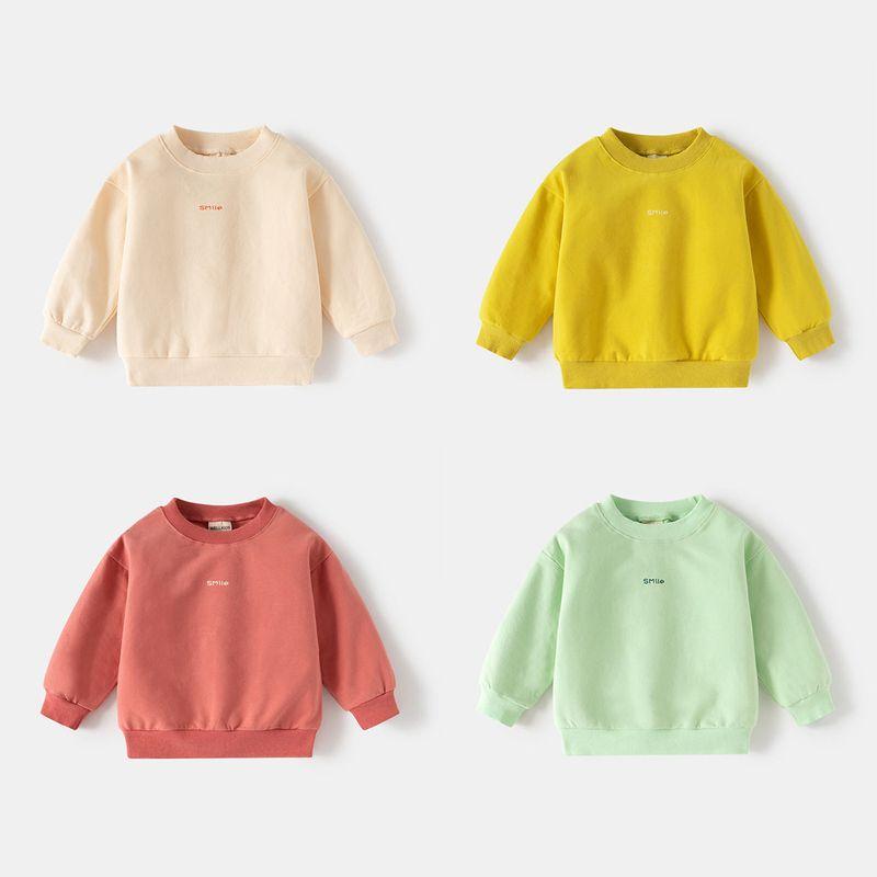 Children's round Neck Hoodie Spring and Autumn Children's Clothing Korean-Style Boys and Girls Letters Print Top Baby Casual Pullover