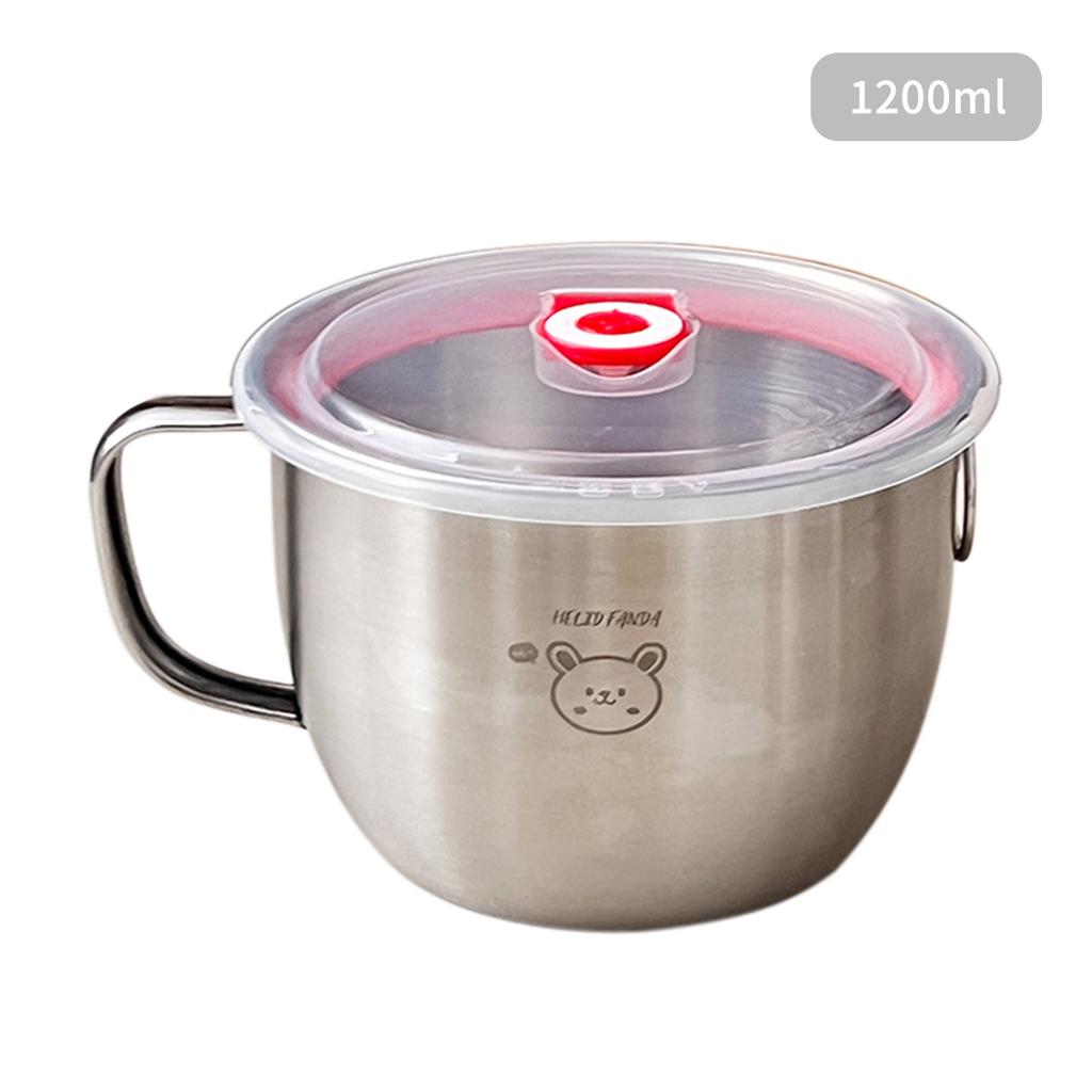 1200ML 304 Stainless Steel Instant Noodles Bowl Large Capacity Lunch Box Ramen Bowl Portable Food Container With Lid