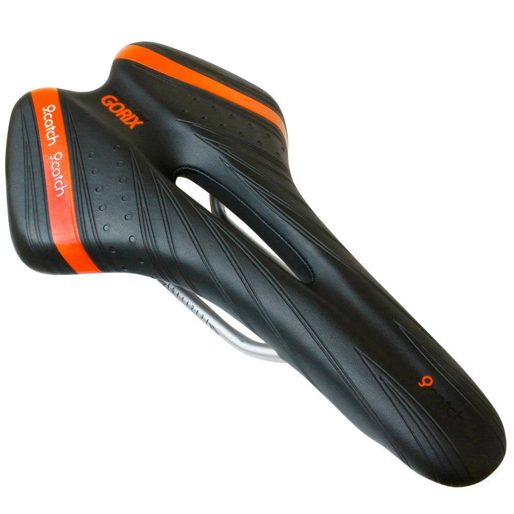 GORIX Bicycle Saddle with Memory Comfortable Bottom Seat Soft Compatible with Road Mountain and Black x Orange Foam, [Thick Cushion, Opening] Bikes,