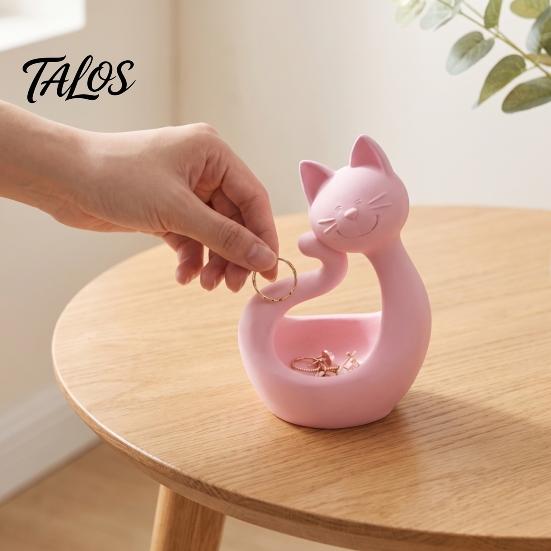 Multipurpose Storage Plate Cat Shape 3D Printed Tray, Matte Finish Decorative Desktop Creative Home Ornament Durable PLA for Bedroom Dressing