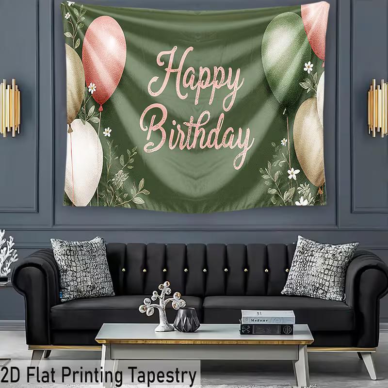 2D Olive Green Happy Birthday Backdrop for Rustic or Garden Themed Photoshoot