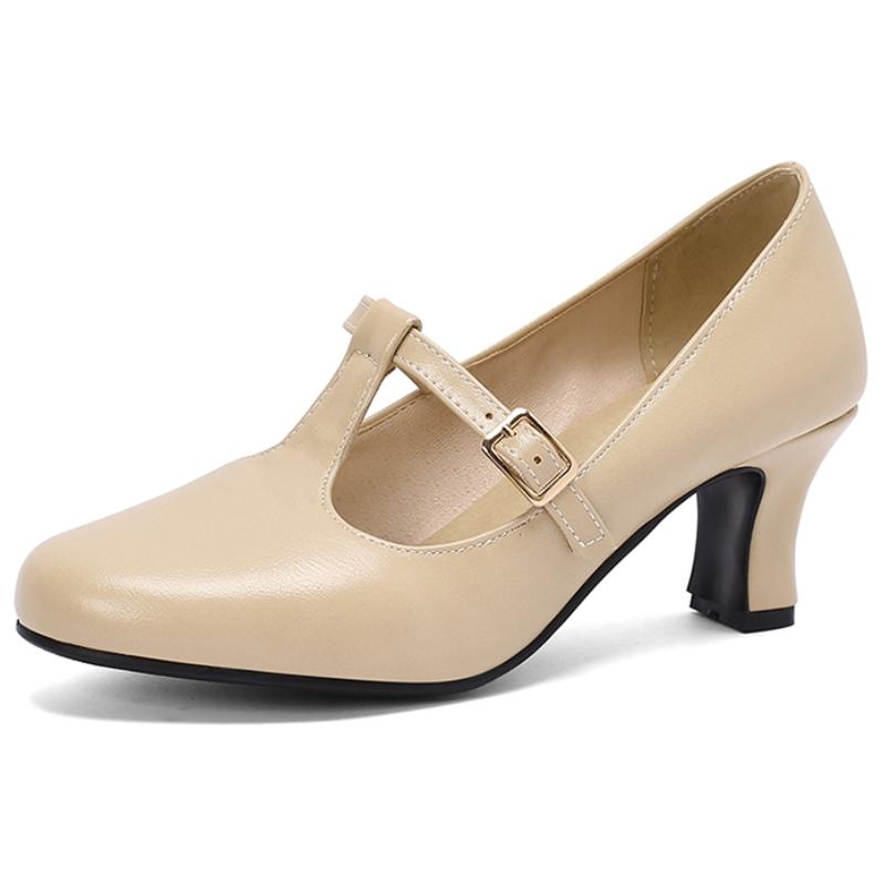 

Модные элегантные туфли на высоком каблуке, женские элегантные туфли Мэри Джейн, большой размер 45, с Т-образными ремешками, черные, телесного цвета, женские туфли на каблуке для вечеринки и свадьбы 34 абрикосовый