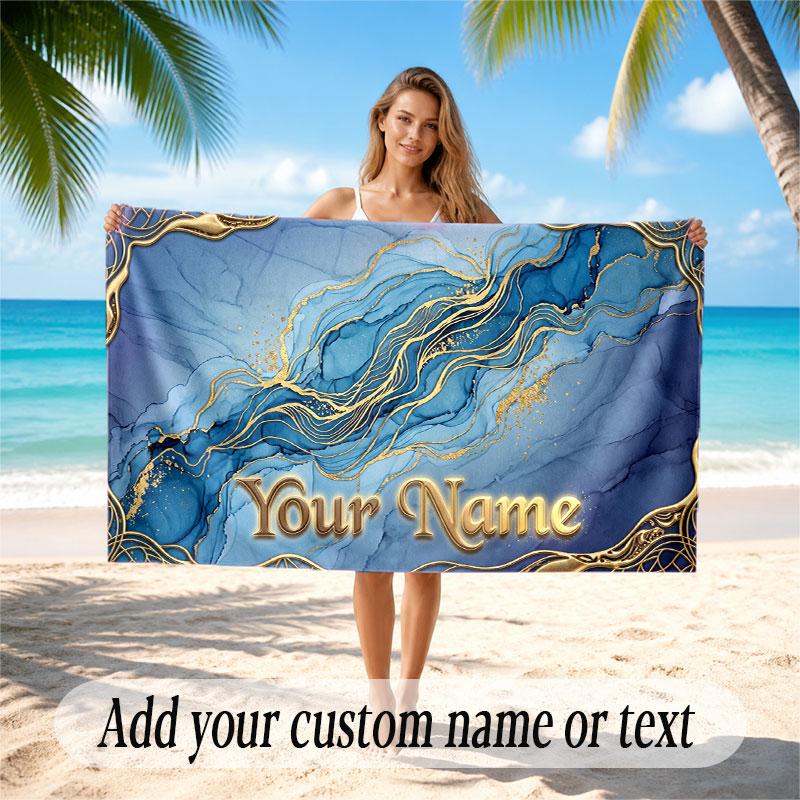 Neon Colorful Theme Soft Beach Towel Personalized Custom Name Text Towel Portable for Beach Pool Travel