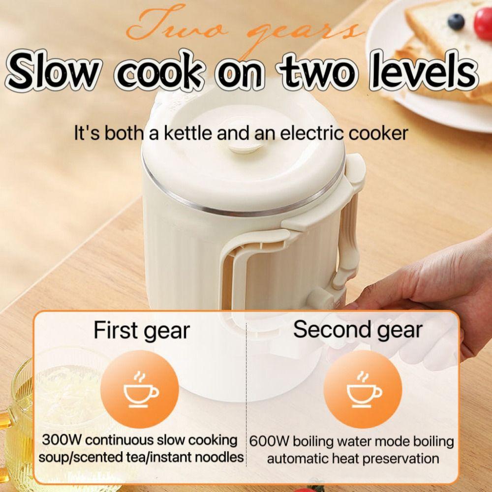 Portable 800ML Electric Kettle 2-in-1 Foldable Rice Cooker 304 Stainless Steel Mini Kettle