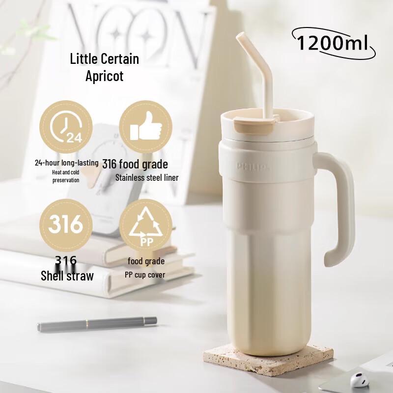 Philips 1200ml 316 Stainless Steel Insulated Straw Car Mug