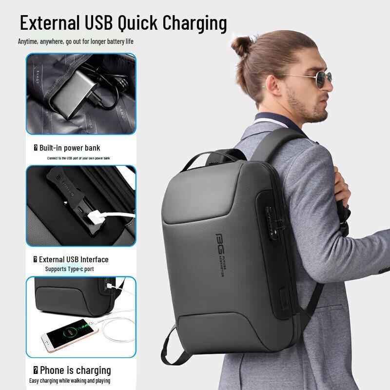 Men's Large Capacity Business & Travel 17-inch Laptop Backpack