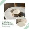 [JN] 3Pcs Simulation Dollhouse Double Ear Plate Mini Dessert Elliptical Plate Miniature Kitchen Dishes Toys For Doll House Decor