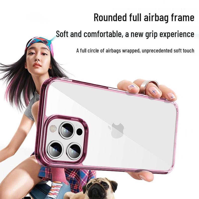 iPhone 14/15 Transparent Airbag Anti-Drop Case with Back Panel