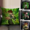 Cartoon B-Ben 10 Cool Cushion Cover Natural Linen Organic Fabric Double-Sided Printing Sofa Home Decor Gift Pillow Case
