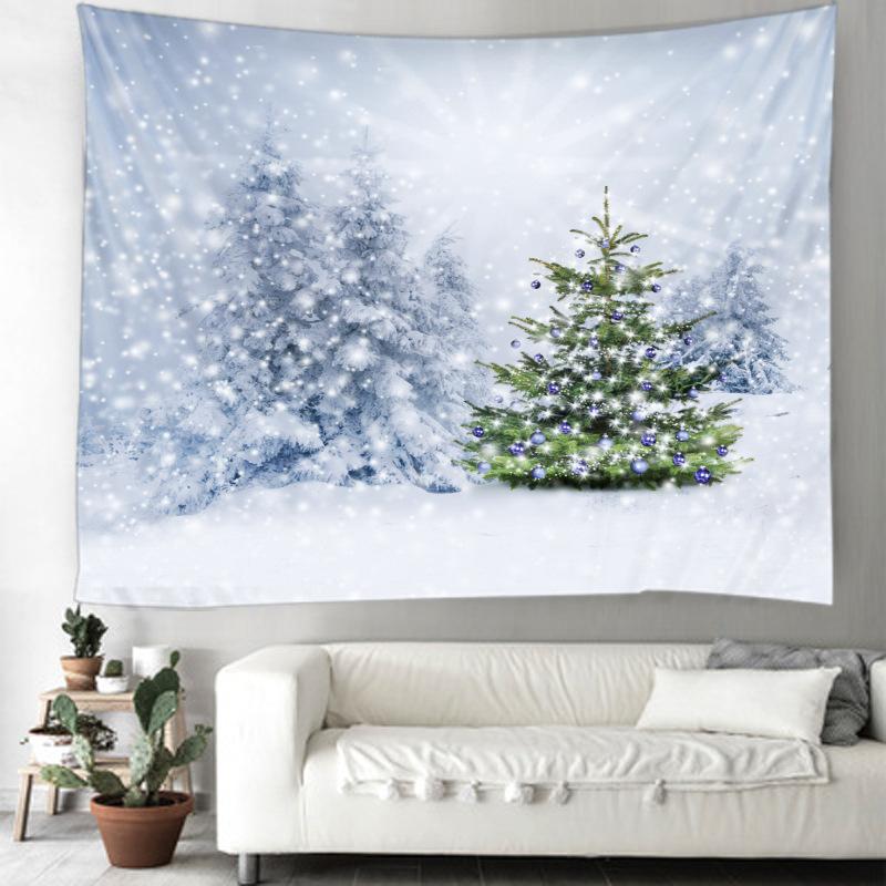 Merry Christmas Christmas Tree Decoration Fireplace Print Pattern Tapestry Home Living Room Bedroom Decoration Hanging Tapestry