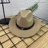 New Horn Head Belt Cowboy Hat Fashionable Jazz Hat Retro Tweed Hat Black Top Hat Trendy