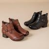 2025 Women's Vintage British High-Top Leather Boots - Autumn/Winter Slip-On, Versatile, Comfortable