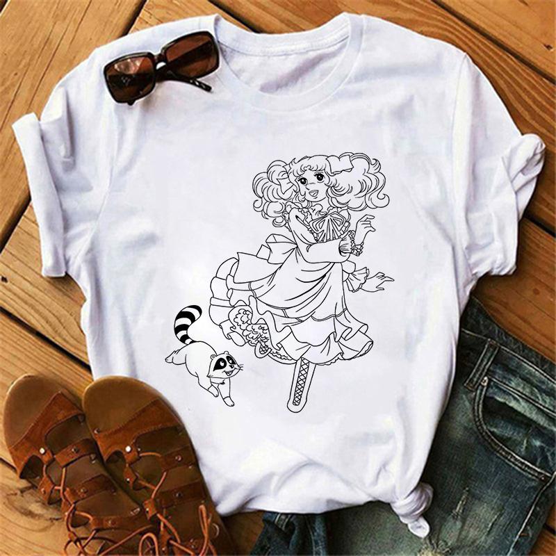Anime Candy Candy T-shirt Clothes for Women Japanese Manga Short Sleeve Graphic Tee Y2k Kawaii Casual Tops Women's Sumer Clothes