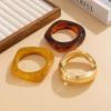 Salircon 3 Styles Vintage Punk Brown Coffee Thick Resin Acrylic Bangles Geometric Irregular Wide Cuff Bracelet Women Men Jewelry