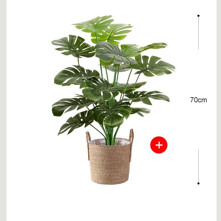 Nordic Style Monstera Faux Plant Arrangement for Living Room Decor