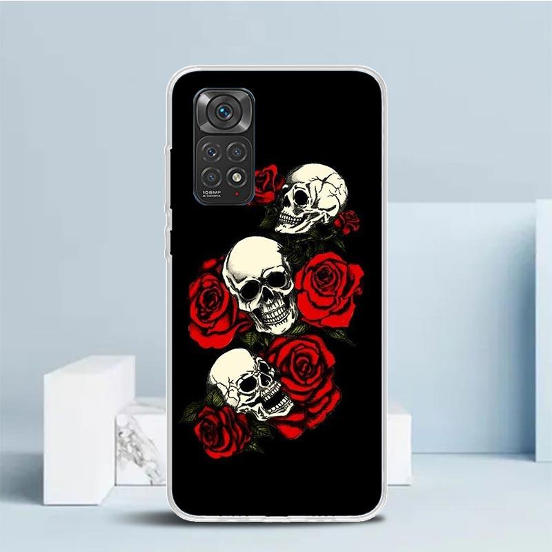 Human Skeleton Red Rose Phone Case For Xiaomi Redmi Note 15 14 14S 13 12S 12 Pro Plus 11S 11 11T 11E 10S 10 + Soft TPU Back Cove