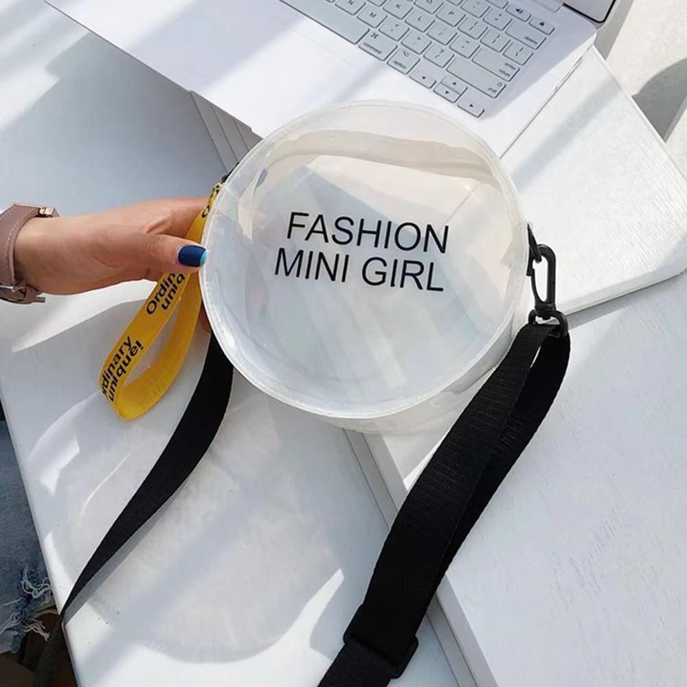 PVC Transparent Shoulder Bag Mini Round Toilet Bag Simple Vacation Beach Bag Girls