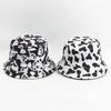 Fashion Hats Decor Double-Side-Wear Reversible Fisherman Hat Cap Cotton Black White Print Foldable Fisherman Hat Accessories