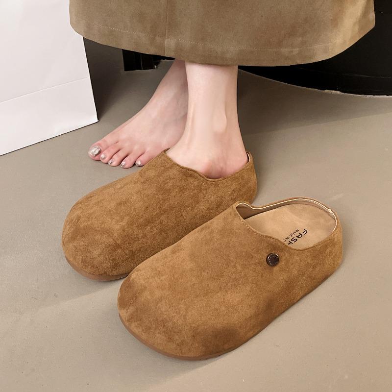 2025 New Suede Women Slippers Fashion Cork Footbed Beach Slippers Soft Cork Nonslip Slippers With Arch Support