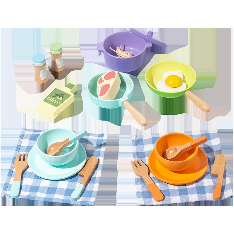 Wooden Play Kitchen Set for Girls (3-6 Years) - Pretend Afternoon Tea Toy