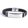 Punk SOS Custom Engrave Text Leather Bangle & Bracelet Stainless Steel Bracelets For Women Men ID Bracelet