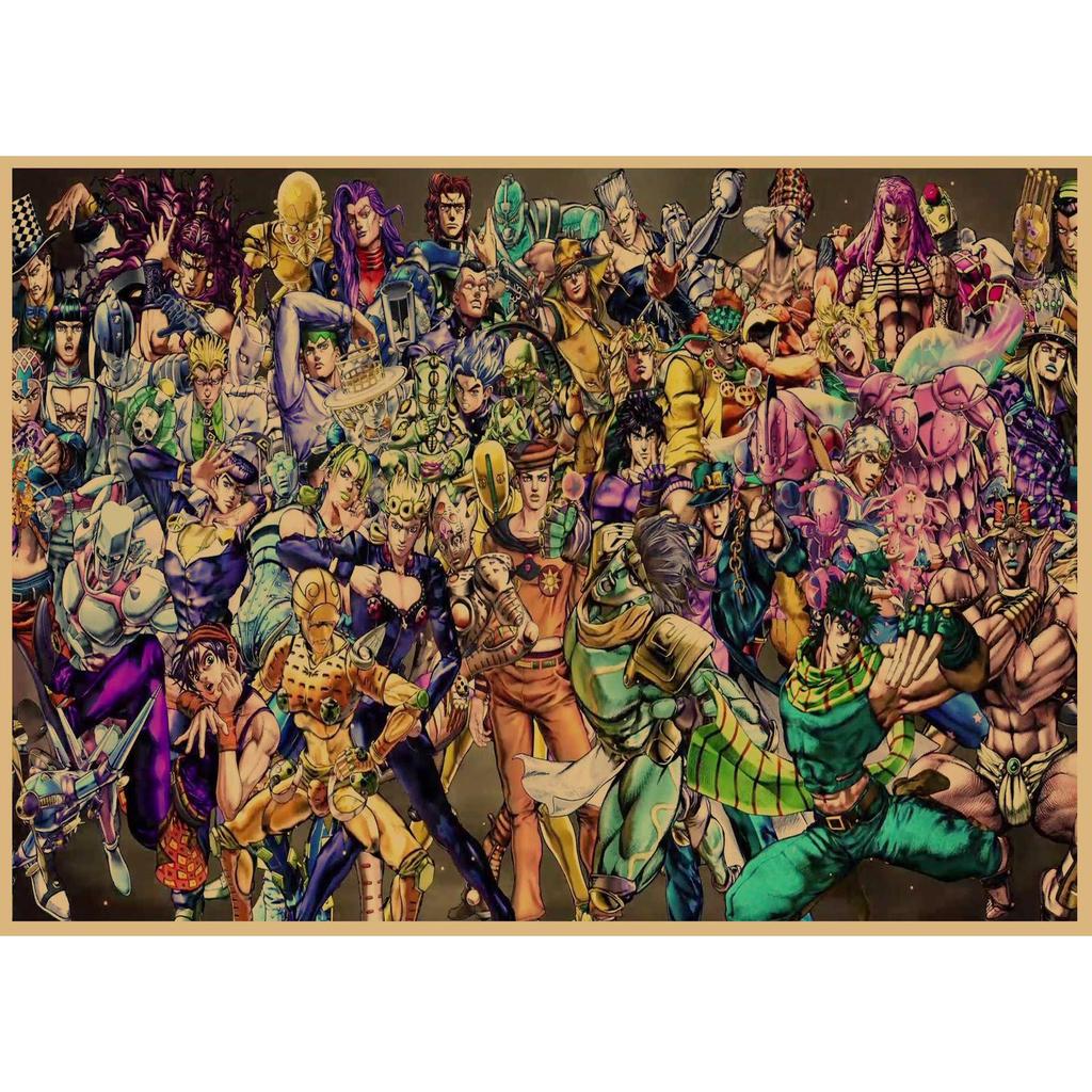 JoJo's Bizarre Adventure Retro Kraftpapier Poster - Japanische Anime Dekoration für Bar, Restaurant oder Café.