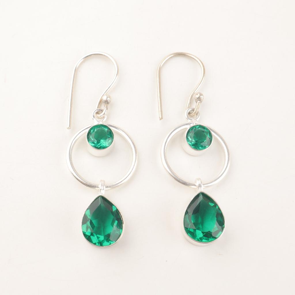 Chrome Diopside Gemstone 925 Sterling Silver Jewelry Handmade Drop Earrings 2.0" EE-140-3