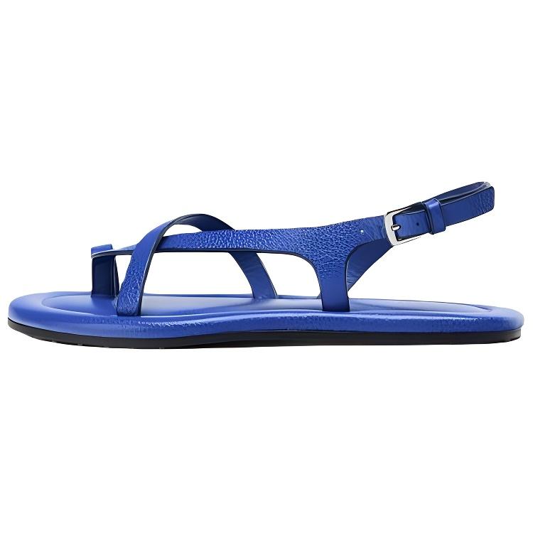 ZARA Fashionable Comfortable Leather Strap Slide Sandals Women sandals Blue 2638510400 37