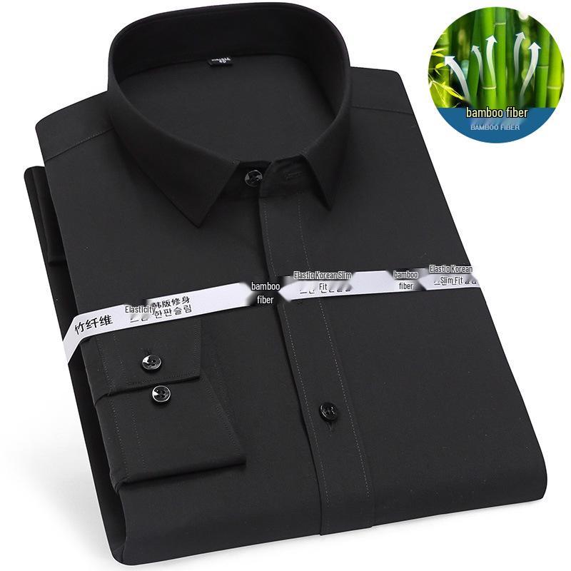 

Мужская белая рубашка с длинным рукавом Golden Shield из бамбукового волокна, не требующая глажки - Деловая формальная 4XL