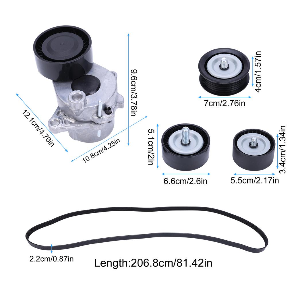 For W204 S204 C204 W212 S212 Serpentine Drive Belt Tensioner Kit Replaces 529036110