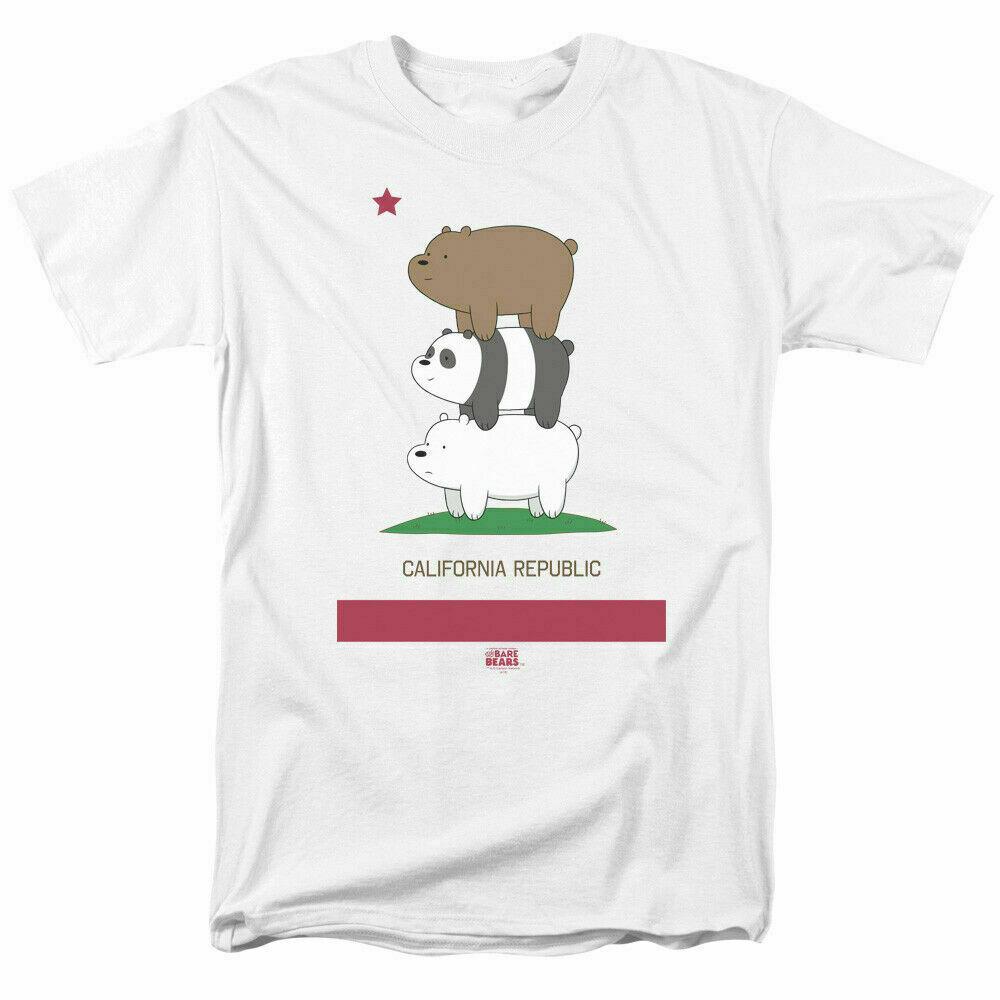 

26 We Bare Bears Cali Stack T Shirt Mens Licensed Cartoon Merchandise White Unisex T-Shirt XXXXL