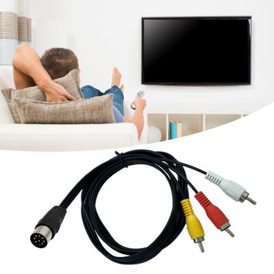 Kabel DIN 8pin na 3RCA Kabelový adaptér DIN 8pin samec na 3RCA audio pro připojení vintage zařízení k moderním systémům