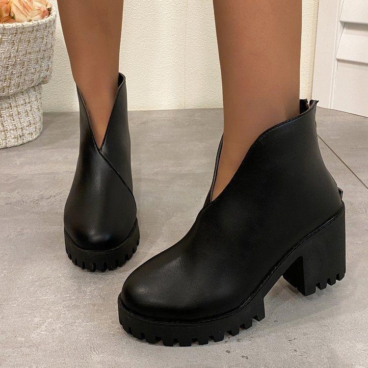 Niche French new women's shoes microfiber high heel stacked wear commuting light handmade foreign fashion boots