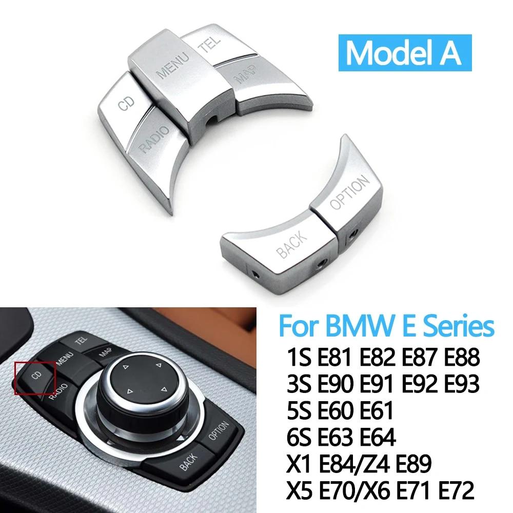 Stříbrný Kryt Tlačítka Menu Multimediálního Ovladače iDrive CIC pro BMW Řady 1 3 5 X1 X5 X6 E87 E90 E91 E92 E60 E84 E70 E71 E72